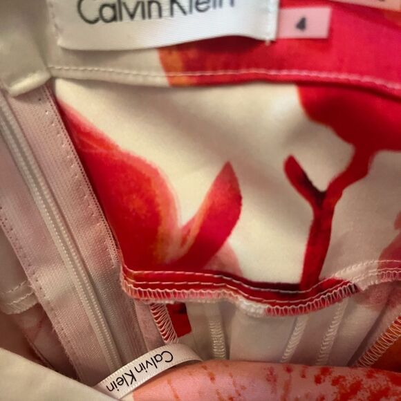 Calvin Klein Red and Pink Pleated Halter Dress - Picture 4 of 5